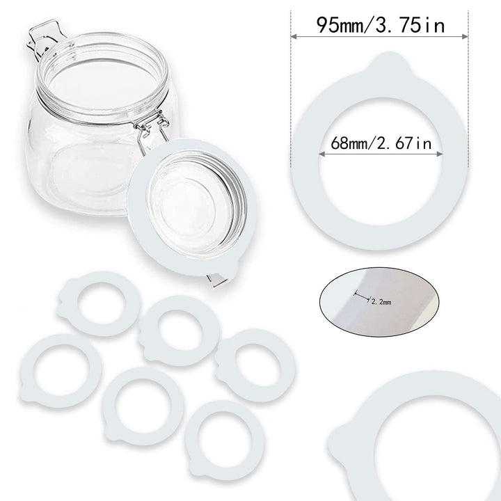 12 Pcs Replacement Silicone Jar Gaskets Food Grade Rubber Seals Airtight Silicone Gasket Sealing Rings 3.75 Inches(White)