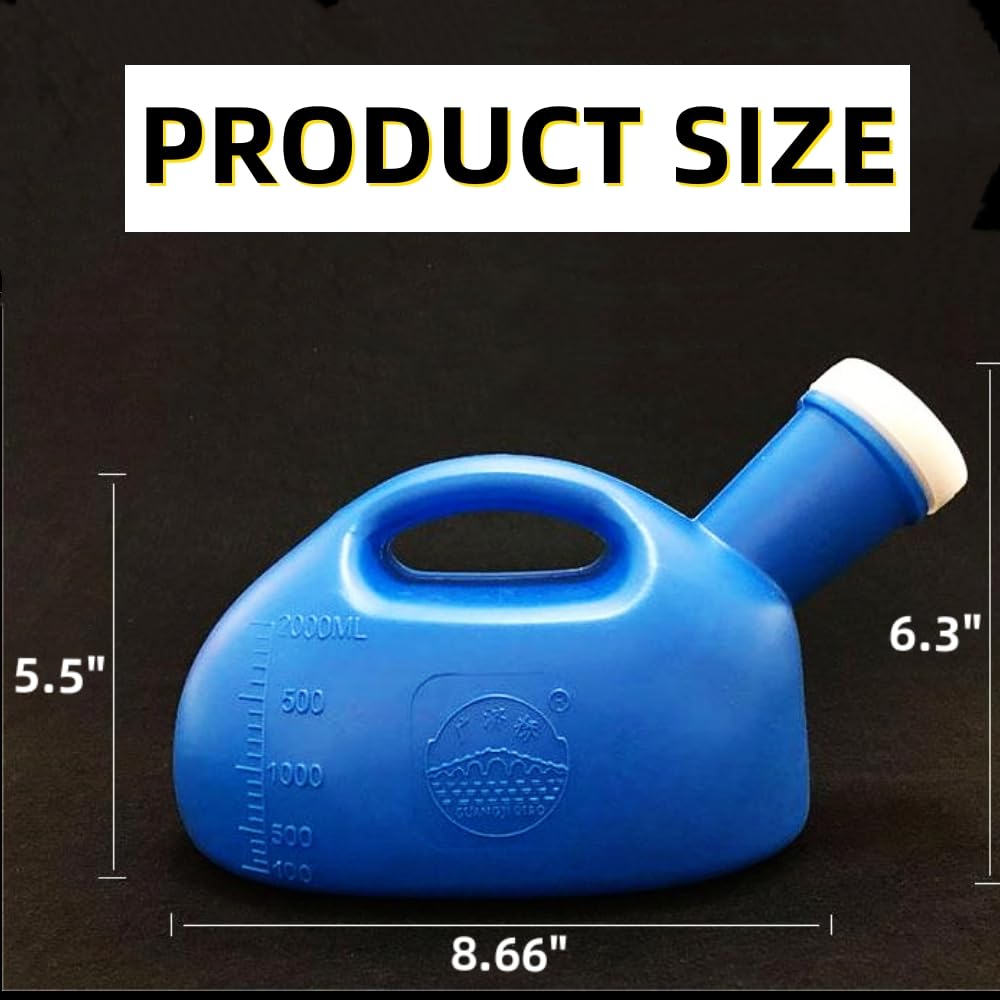 Men&#39;s 2000ML Portable Potty Pee Bottle Male Urinal Collector for Hospital Camping Car Travel Toilet Urinal,130 CM Tube (Blue)