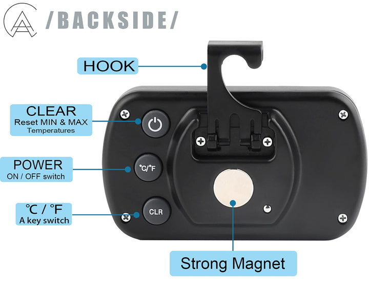 Refrigerator Thermometer Digital Fridge Freezer Thermometer with Magnetic Back Large LCD, No Frills Easy to Read (Black-2 Pack)