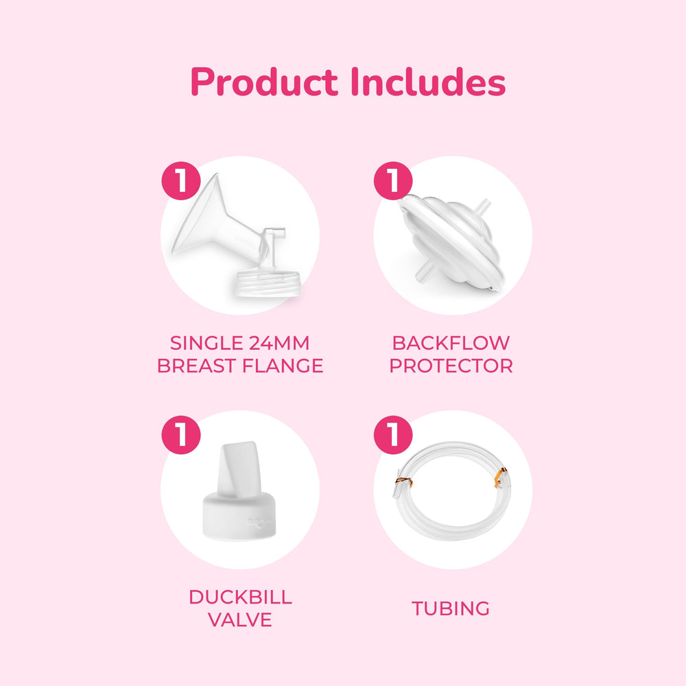 Baby USA - Authentic Breast Flange Set, Wide Neck Breastshield Set - (Medium / 24mm) - Replacement Parts for 9 Plus, S2, S1, M1 Breast Pumps, BPA/DEHP Free