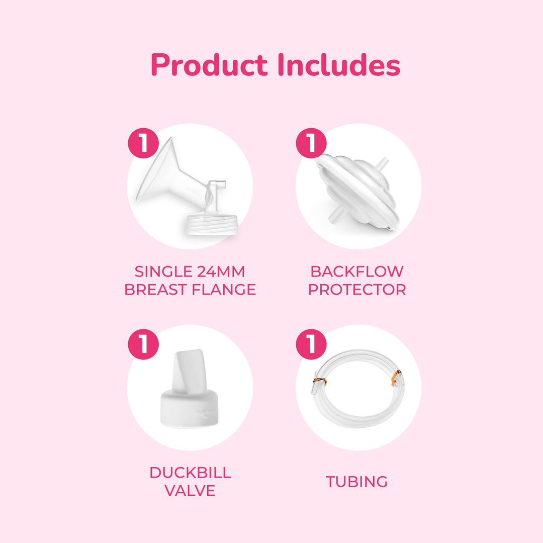 Baby USA - Authentic Breast Flange Set, Wide Neck Breastshield Set - (Medium / 24mm) - Replacement Parts for 9 Plus, S2, S1, M1 Breast Pumps, BPA/DEHP Free