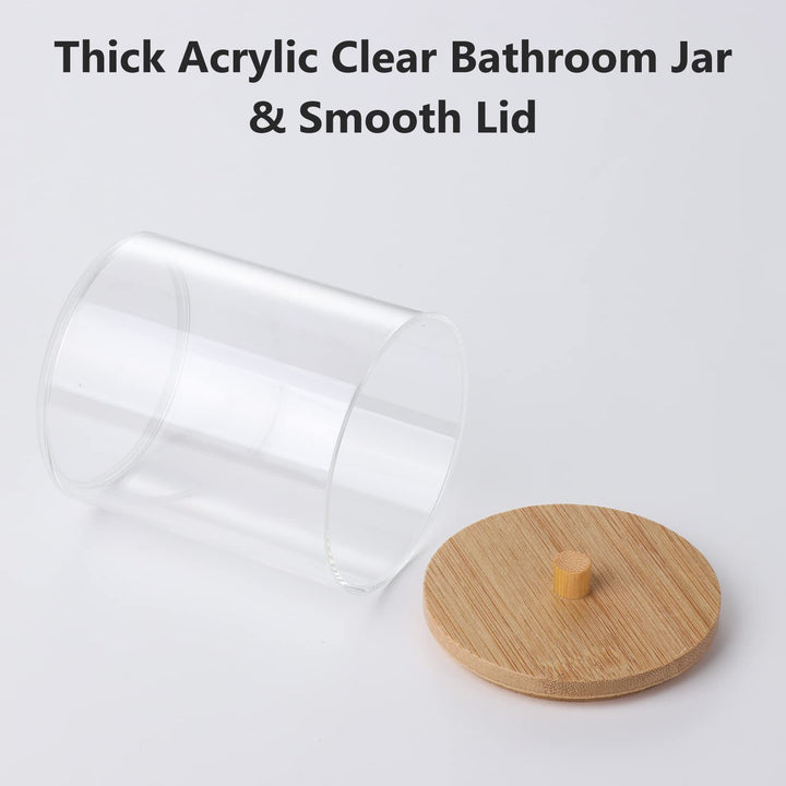 4 Pack Qtip Holder, 10 oz Cotton Ball holder, Qtip Holder Bathroom Set, Acrylic Cotton Swab Holder Q tip Dispenser Apothecary Jars with Lids for Cotton Round Pads, Floss