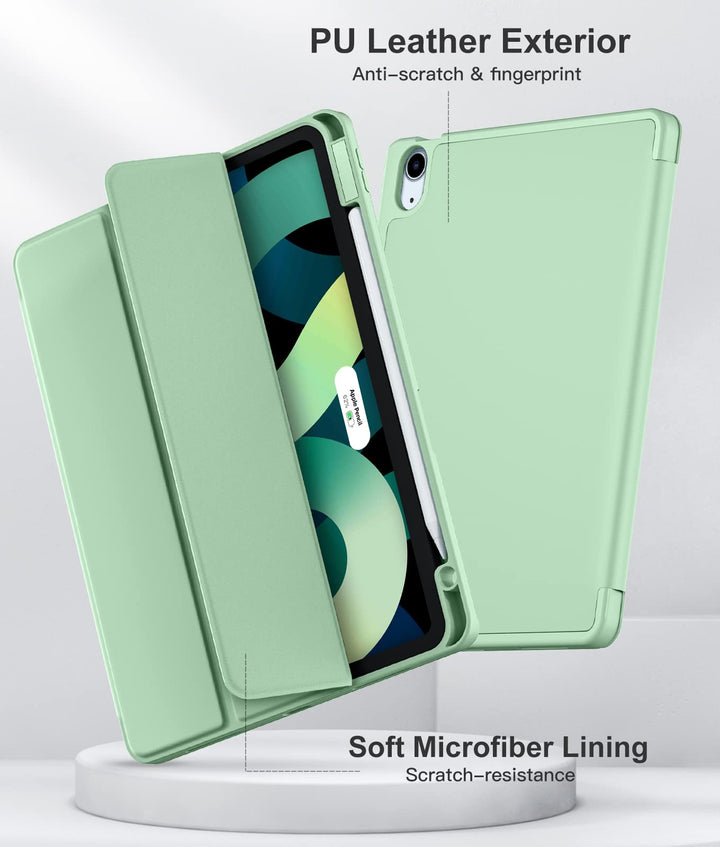 Trifold Stand Case for iPad Air 5th/4th Generation 2022/2020, 10.9 Inch, with Pencil Holder and Wireless Charging - Matcha Green