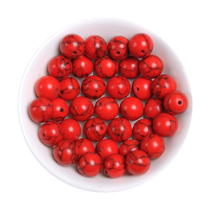 Natural Stone Beads 8mm Red Turquoise Gemstone Round Loose Beads Crystal Energy Stone Healing Power for Jewelry Making DIY,1 Strand 15