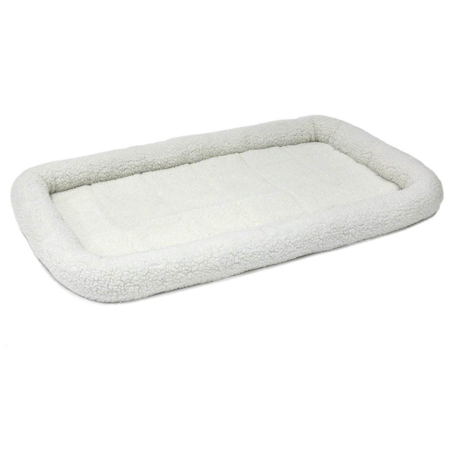 Bolster Dog Bed 48L-Inch White Fleece Dog Bed w/Comfortable Bolster | Ideal for Extra Large Dog Breeds & Fits a 48-Inch Dog Crate | Easy Maintenance Machine Wash & Dry