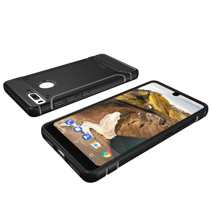 Essential Phone PH-1 Case, Carbon Fiber Design Lightweight [TAMM] TPU Bumper Shock Absorption Cover for Essential Phone PH-1 (Black)