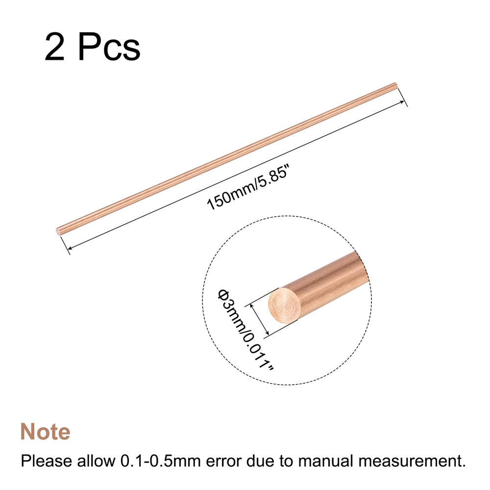 MECCANIXITY 3mm Diameter 250mm Length Solid Copper Roun