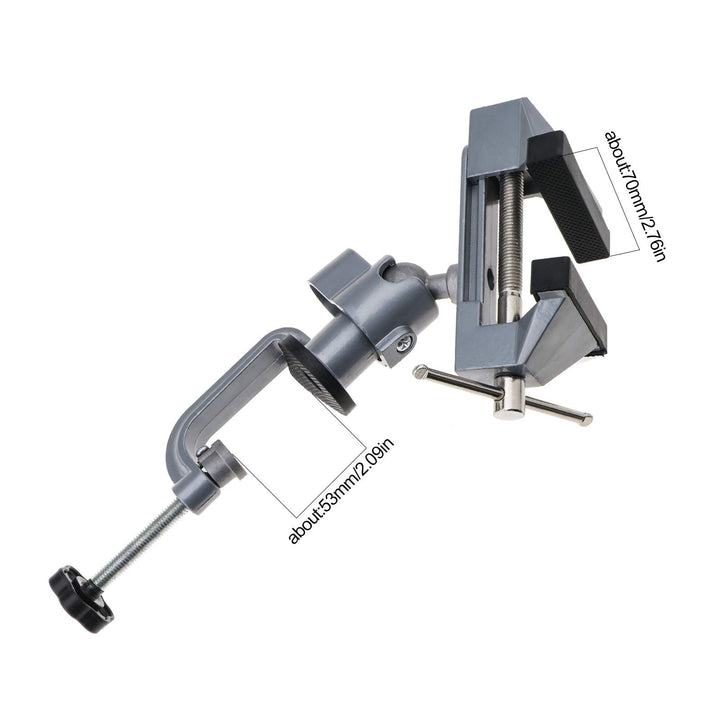 360°Universal Vice Aluminum Alloy Mini Table Clamp Bench Vise 70mm Rubber Jaws DIY Craft Tool For Modelling Painting Gluing Soldering Crafting