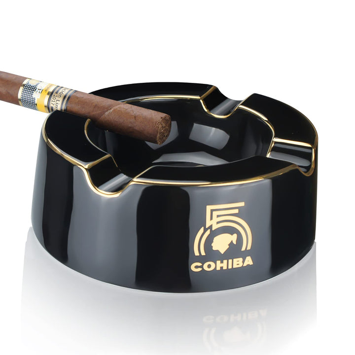 Cigar Ashtray Big Ashtrays for 8 Round Cigarettes Large Rest Outdoor Cigars Ashtray for Patio/Outside/Indoor Ashtray (Yellow)