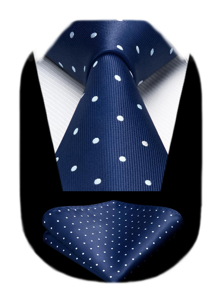 HISDERN Navy Blue Ties for Men Formal Business Woven Si