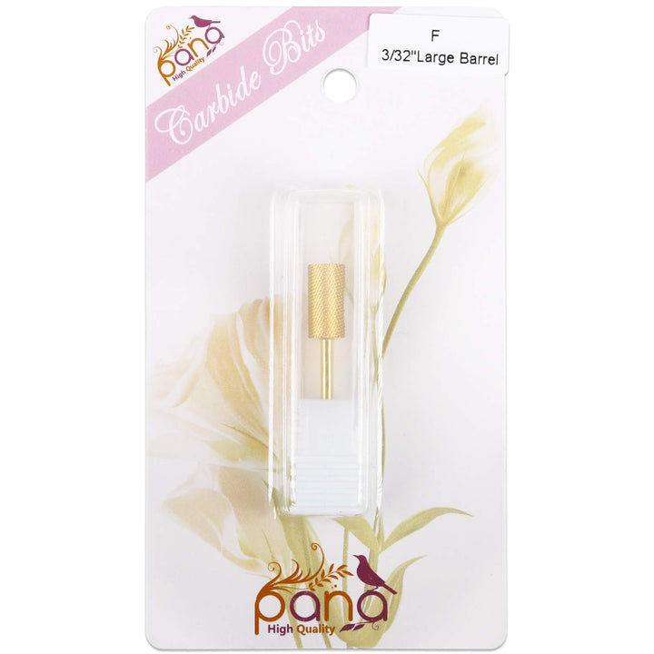 Pana 3/32 Safety Nail Carbide Bit - Gold Large Barrel Head (Grit: Fine - F) for Electric Dremel Drill Machine