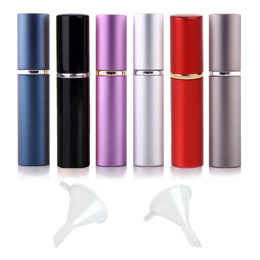 6pcs 6ml Portable Mini Refillable Perfume Scent Aftershave Atomizer Empty Spray Bottle with 2 Funnel Filler for Travel Purse