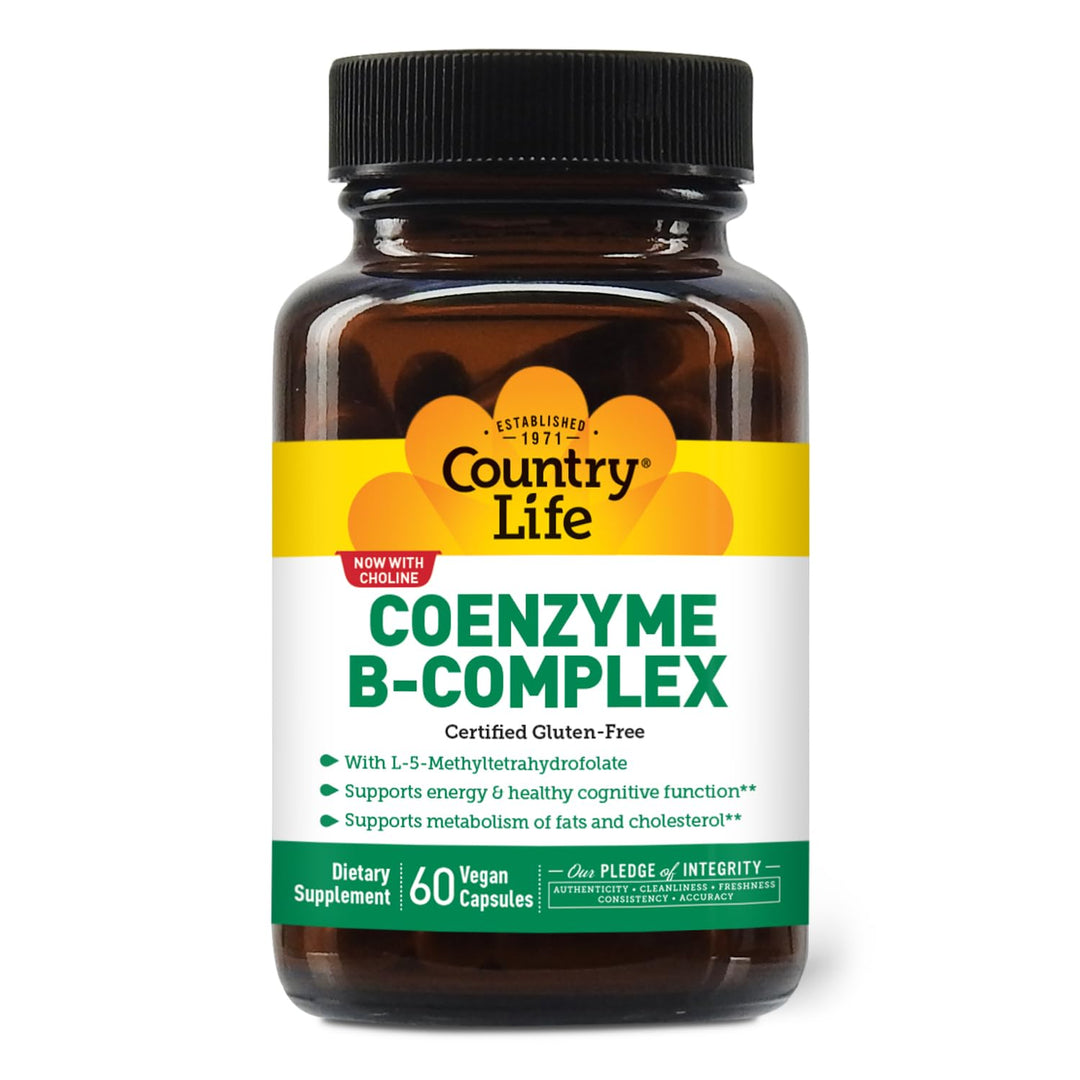 Coenzyme B-Complex, 60 Capsules – Supports Energy &amp; Metabolism, Mood &amp; Cognitive Function – Vegan, Gluten-Free, Bioavailable B Vitamins with Choline