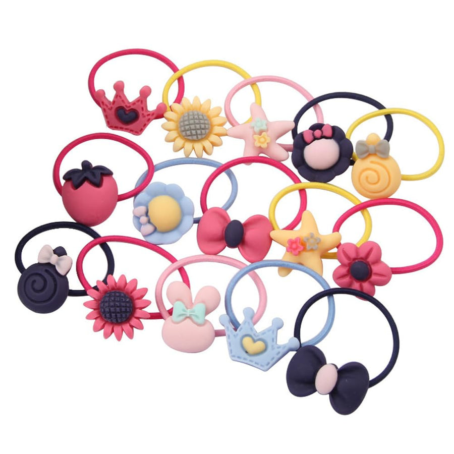 22PCS Baby Girls Cute Cartoon Hair Bows Elastics Ties Bands Hair Holders Ponytail Holders Head Bands Ropes Hair Elastics Accessories With a Cute Tin Box