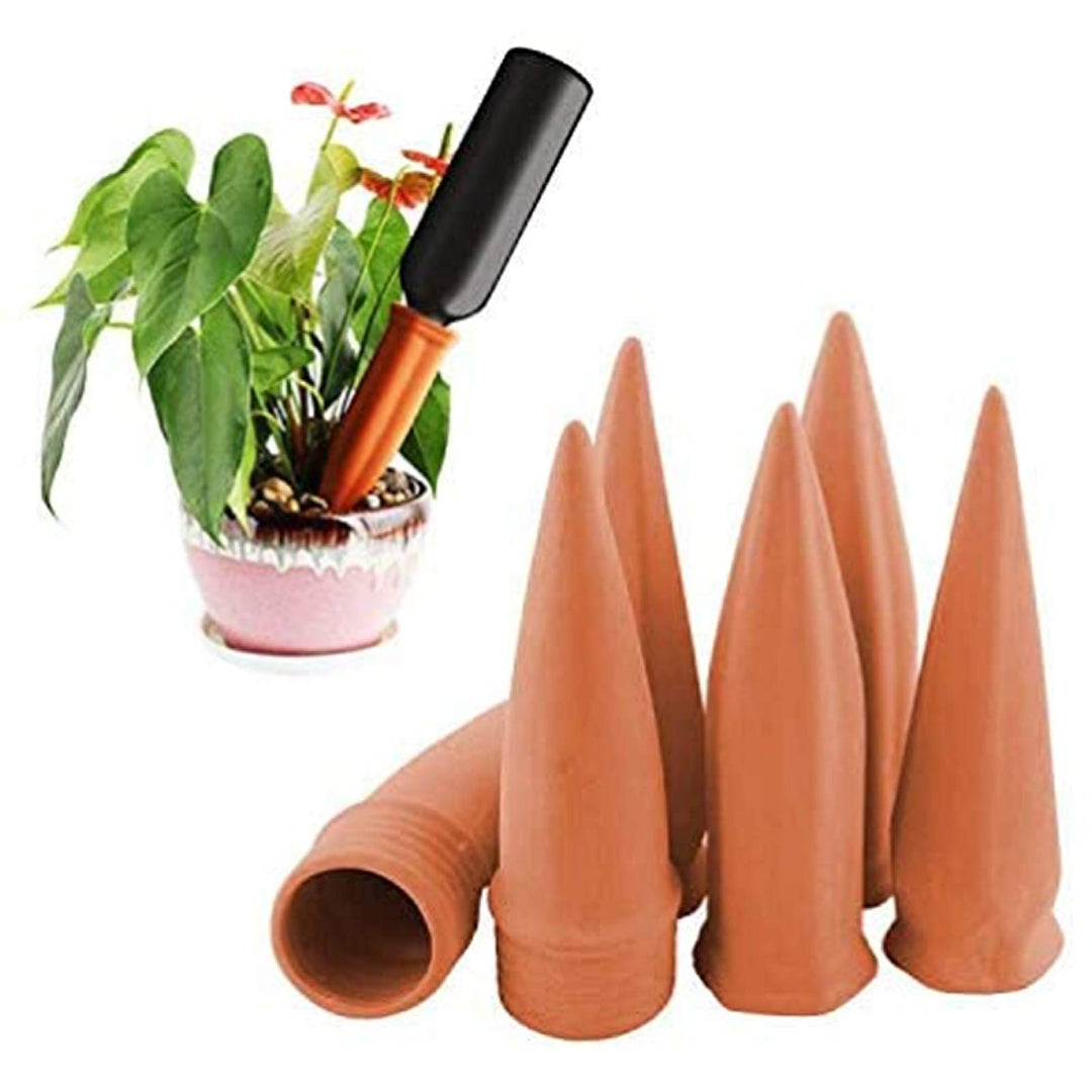 Plant Watering Devices, Plant Waterer Self Watering Terracotta Spikes Automatically Water Your Indoor and Outdoor Plants While On Vacation (6pc)