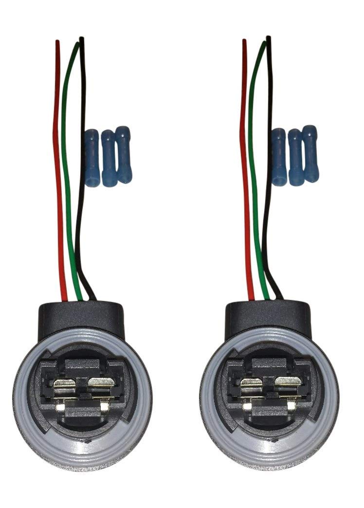 (SET OF TWO) 3157/4157 Wire Harness Pigtail Socket for LED and Standard Bulbs Turn Signal, Brake Light, DRL, Daytime Running Lights, Backup, Reverse Lights