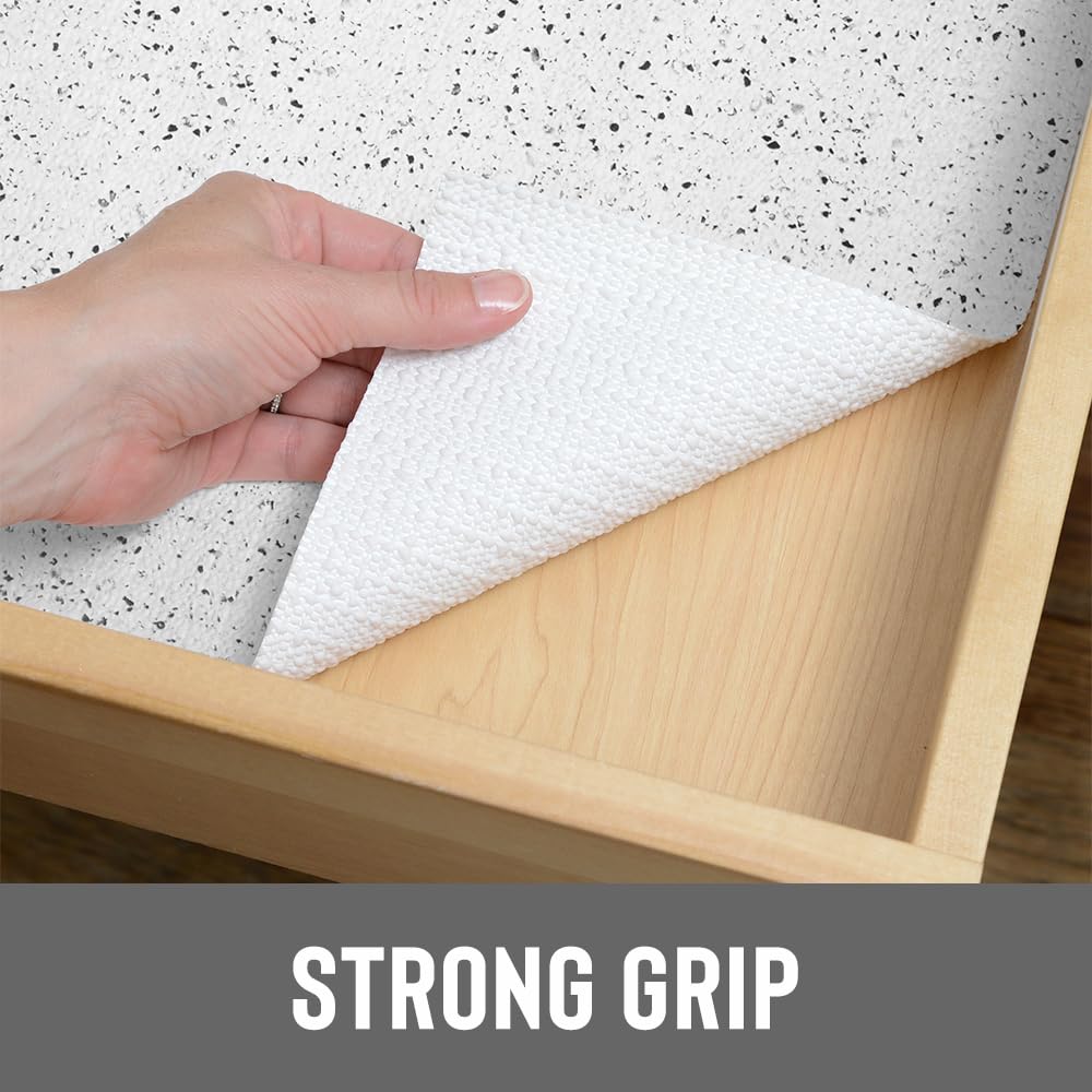 Brand Grip Prints Non-Adhesive Non-Slip Counter Top, Drawer/Shelf Liner, 12 x 20&#39;, Granite Black and White