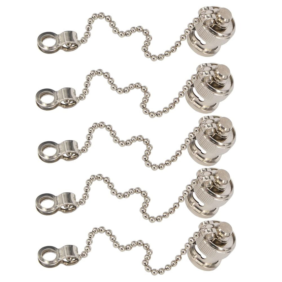 5-Pack BNC Dust Cap Waterproof Protective Cover with Chain BNC Coax Cap for BNC Female Jack Connector RF Coaxial Adapter Nickel-Plated