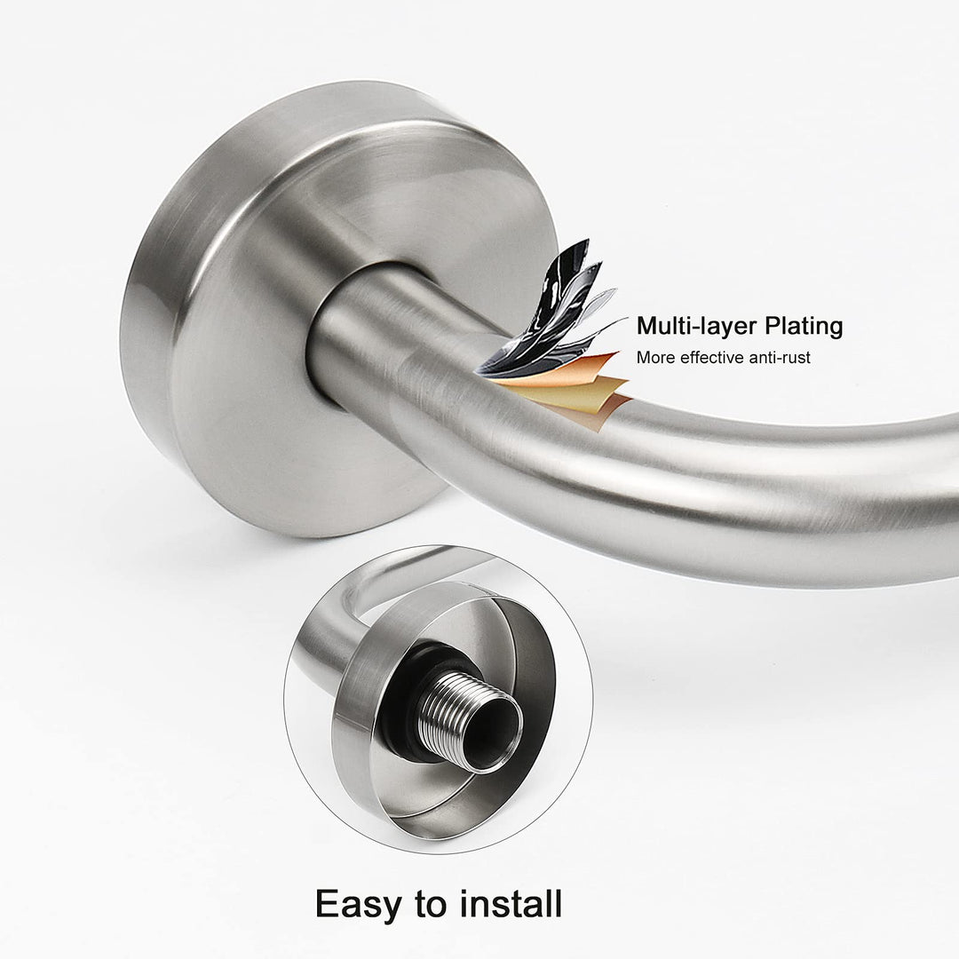 Nearmoon S Shaped Shower Head Riser Pipe, Shower Head Extender Arm with Flange, Standard 1/2 Connection- Bathroom Accessory, 12 Inch (1 Pack, Brushed Nickel)