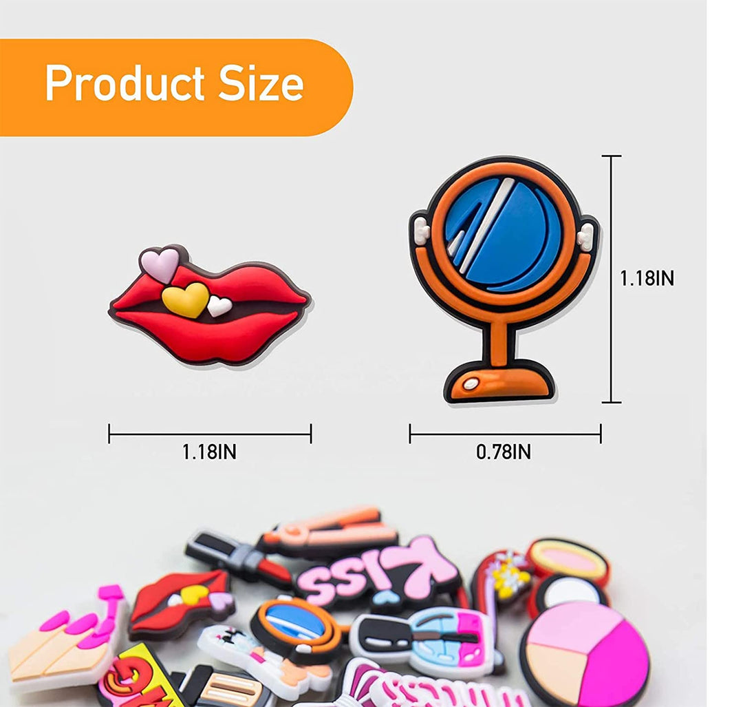 20 PCS Make-up Shoe Decoration Charms for Bracelets Wristbands, Cosmetics PVC Charms Decoration for Women Adults