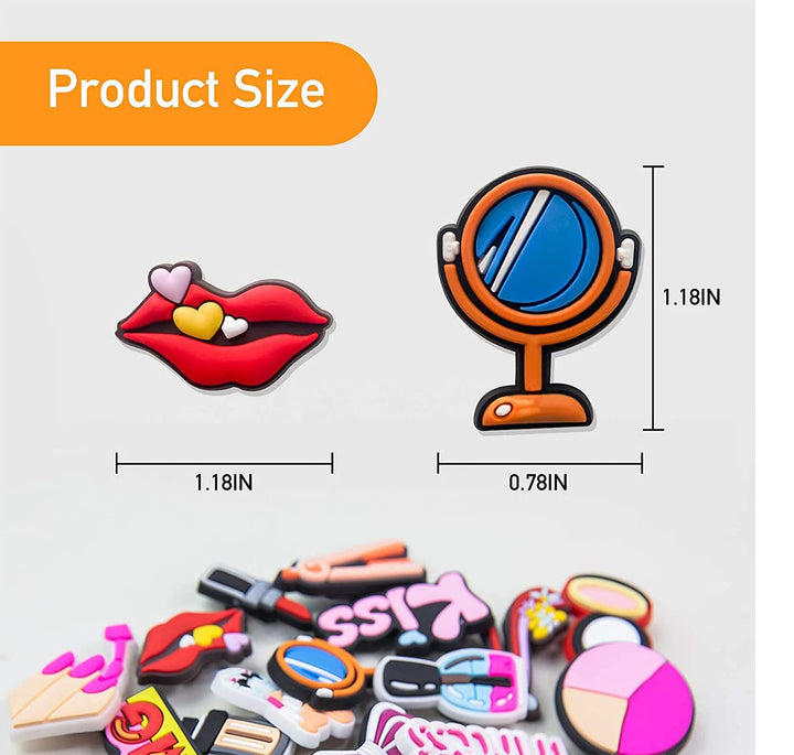 20 PCS Make-up Shoe Decoration Charms for Bracelets Wristbands, Cosmetics PVC Charms Decoration for Women Adults