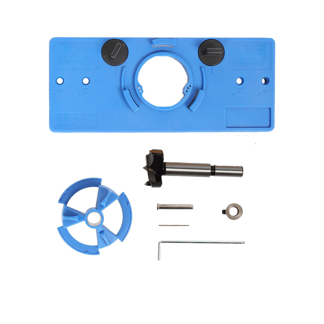 35mm Concealed Hinge Jig Boring Hole Drill Guide Cutter Bit Set Door Boring Hole Template and Bit for Cabinet Door Installation for Tool Carpenter. (Blue)
