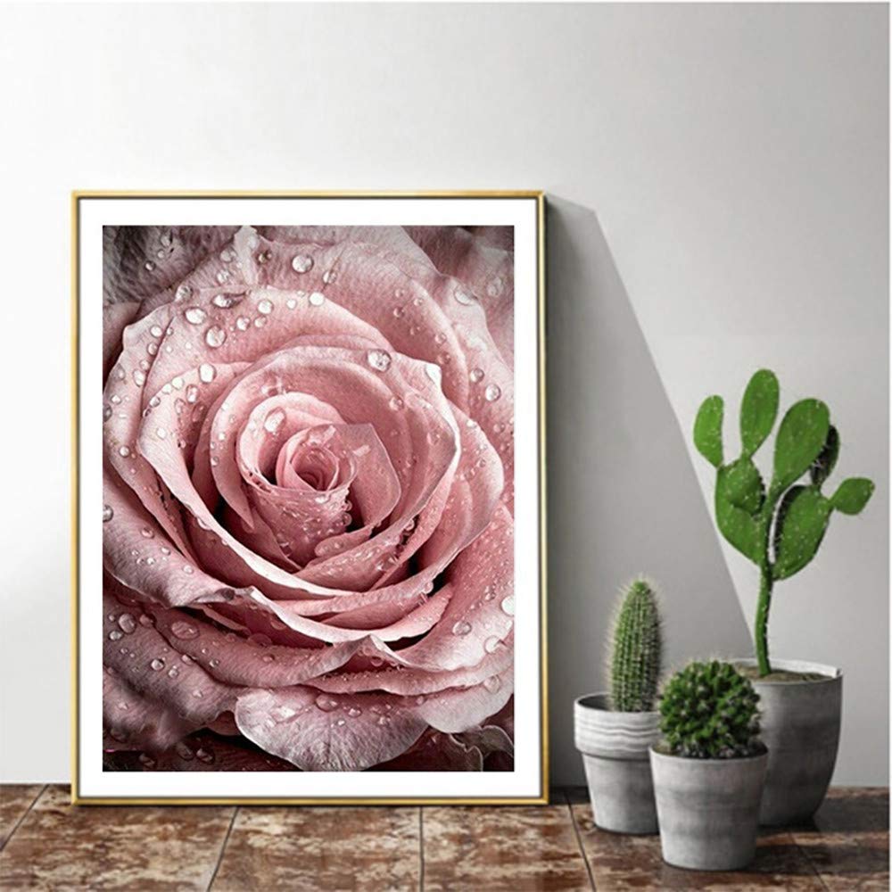 pigpigboss Pink Rose Diamond Painting Kit 5D Full Diamo