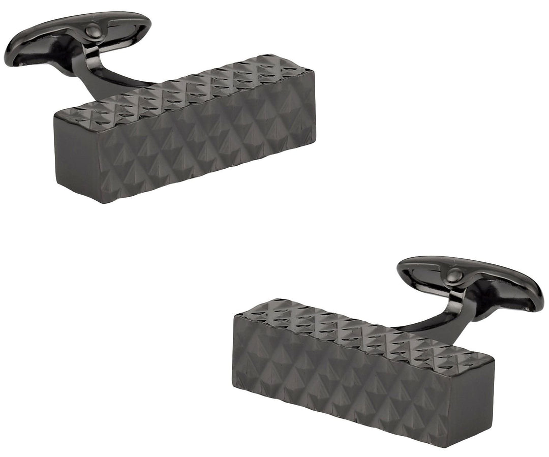 Cuff-Daddy Diamond Bar Gunmetal Cufflinks with Presentation Box