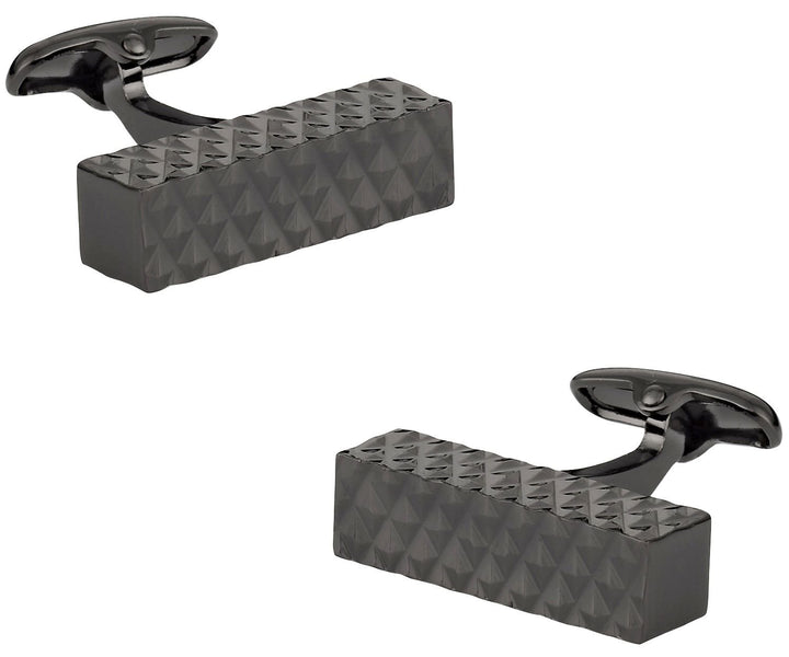 Cuff-Daddy Diamond Bar Gunmetal Cufflinks with Presentation Box