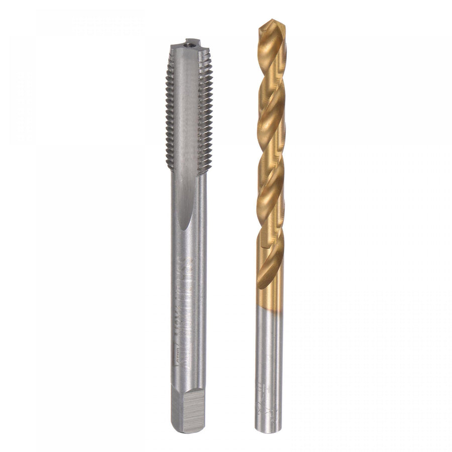 M8 x 1 Straight Flute Thread Tap and 7.0mm Twist Drill Bit Set, Metric Titanium Plated 6542 High Speed Steel Machine Screw Thread Tap Threading Drilling Tool