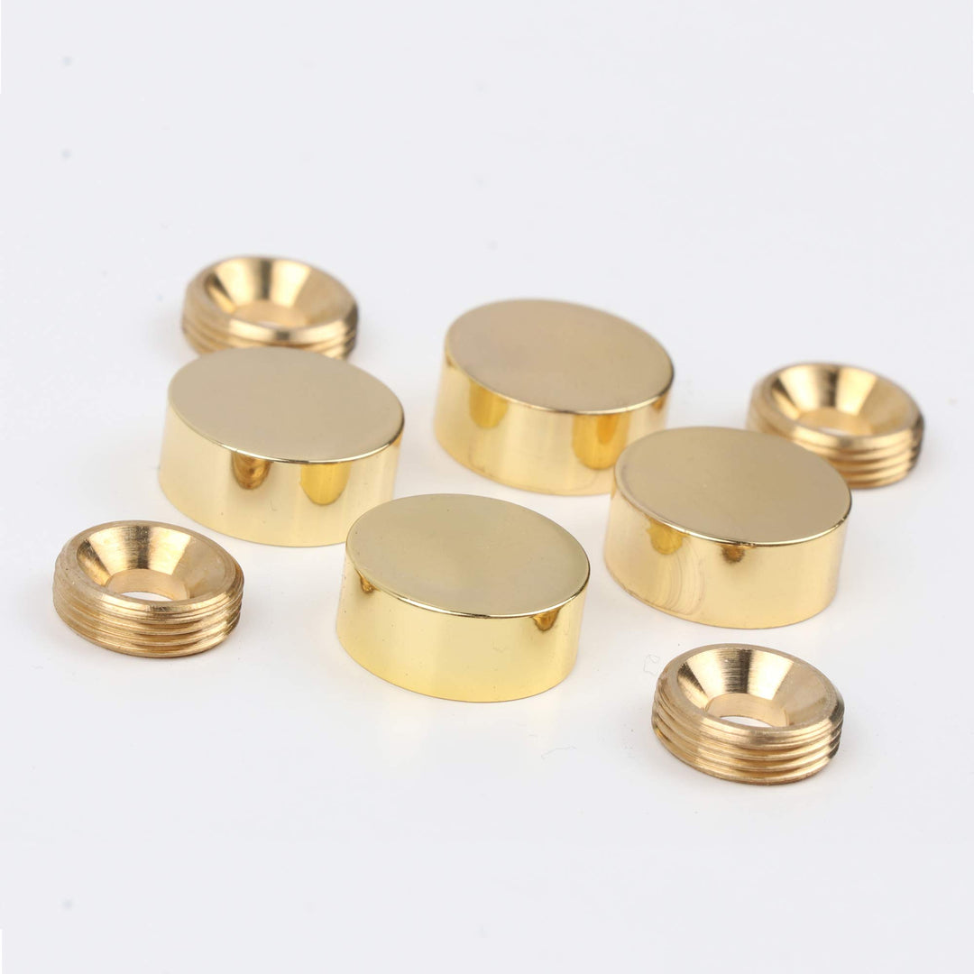 TOPNIKE Mirror Screws, Brass Cap Decorative Mirror Nails, 0.6, Polished Gold, 4 Pack