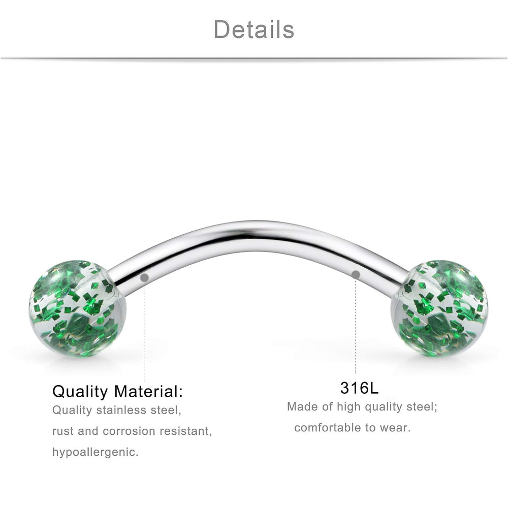 16G Rook Earrings Eyebrow Rings Tragus Helix Daith Lip Ring Barbell Body Piercing Jewelry Retainer 6mm 30PCS