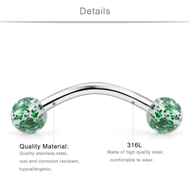 16G Rook Earrings Eyebrow Rings Tragus Helix Daith Lip Ring Barbell Body Piercing Jewelry Retainer 6mm 30PCS