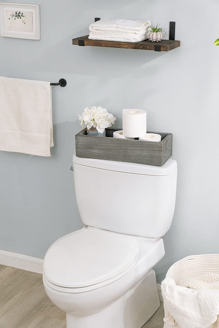 Mkono Bathroom Decor Box Toilet Paper Basket Wood Tank 