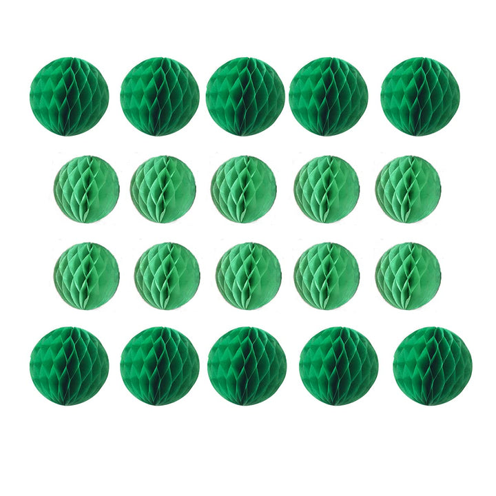 20pcs Honeycomb Flower Balls Party Honeycomb Balls Decoration Paper Flower Balls Tissue Paper Flower Ball Pom Poms Ball for Baby Shower Birthday Wedding Home Decor(3in+6in, Green Dark-Green)