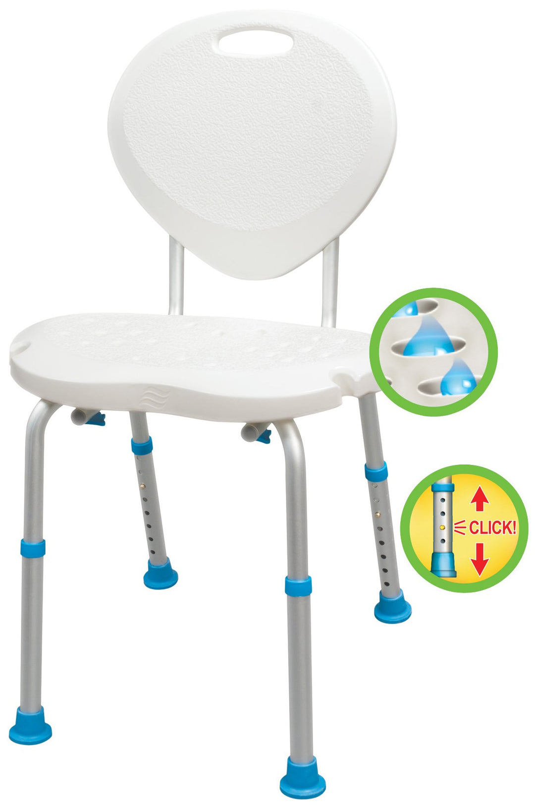 Aquasense Adjustable Bath and Shower Chair with Non-Slip Comfort Seat and Backrest, White