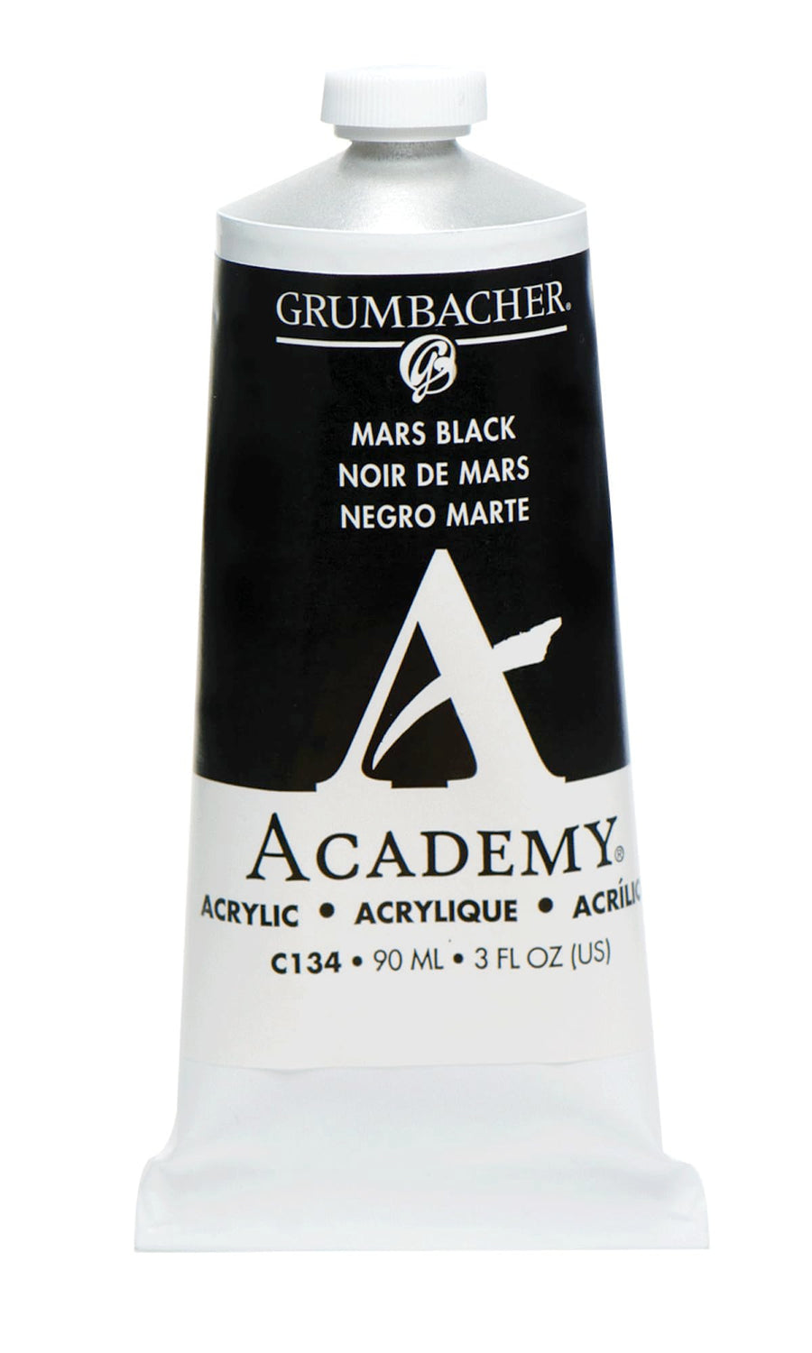 Academy Acrylic Paint, Gloss, 90ml/3 oz Metal Tube, Mars Black Hue