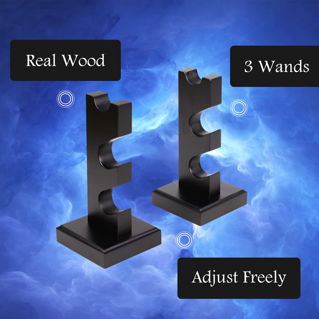 Wizard Wand Display Stand Wooden Magic Wands Holder 3 Tiered for Collection Black
