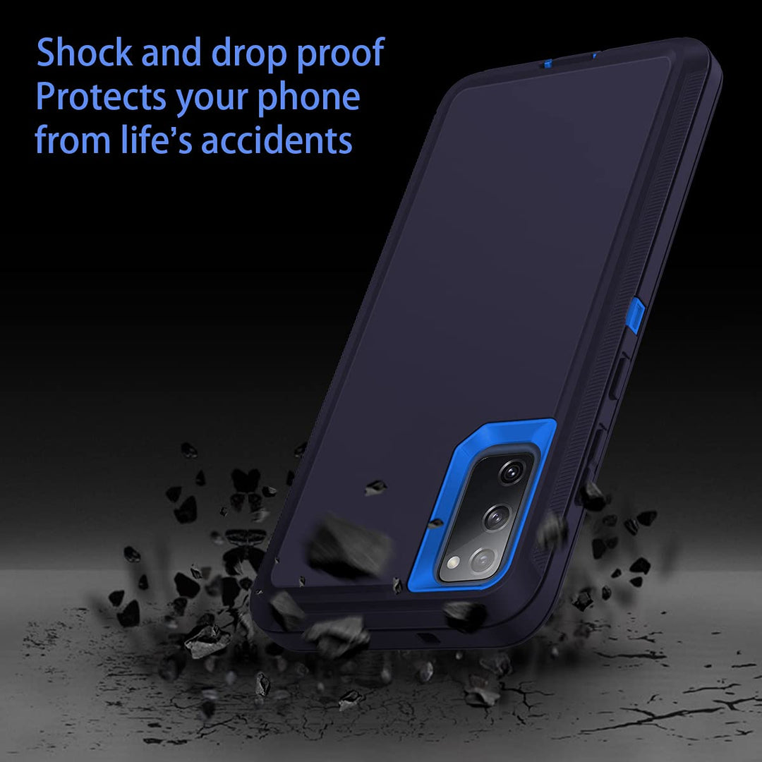 for Galaxy S20 FE 5G Case Shockproof 3 in 1 Full Body Protection [Without Screen Protection] Rugged Heavy Duty Cover Case for Samsung Galaxy S20 FE 5G 6.5 inch 2020, Navy Blue
