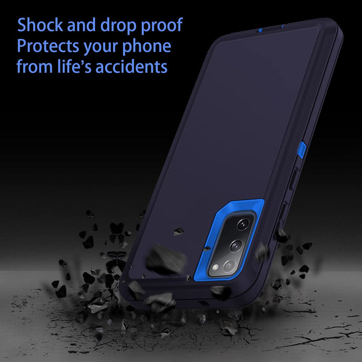 for Galaxy S20 FE 5G Case Shockproof 3 in 1 Full Body Protection [Without Screen Protection] Rugged Heavy Duty Cover Case for Samsung Galaxy S20 FE 5G 6.5 inch 2020, Navy Blue