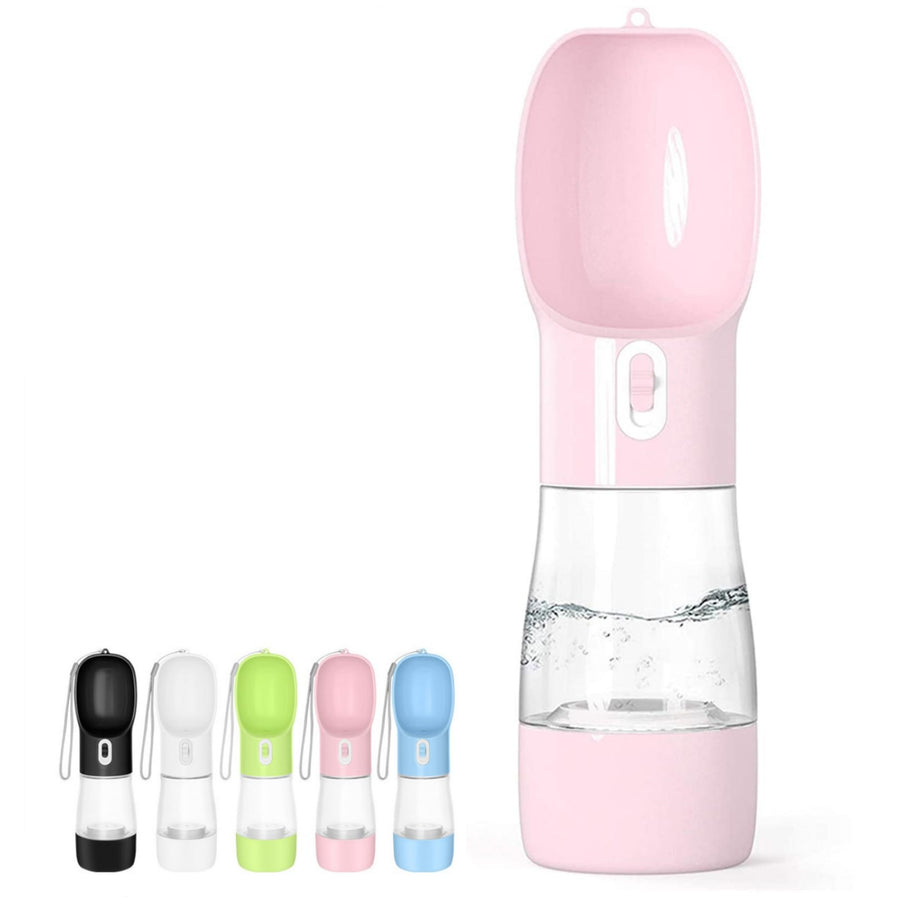 Outdoor Dog Water Bottle Dispenser - Leak Proof for Pets On The Go with Food Container Multifunctional Travel Dog Water Bottle (Pink)