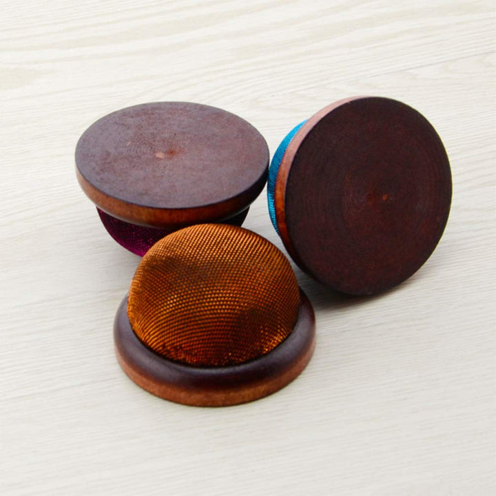 Exceart 3PCS Wrist Pin Cushion with Wooden Bottom Cotton Sewing Pin Cushions Needles Pincushions for Handy Needlework DIY Craft