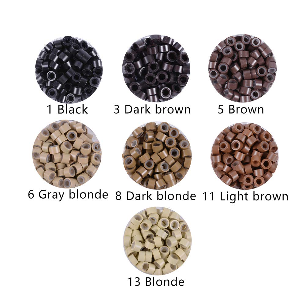 500pcs Micro Silicone Rings Hair Extensions Kit: I-tip Hair Pliers, Micro Pulling Needle, Loop Threader and Micro Silicone Linksï¼Ë†Black)