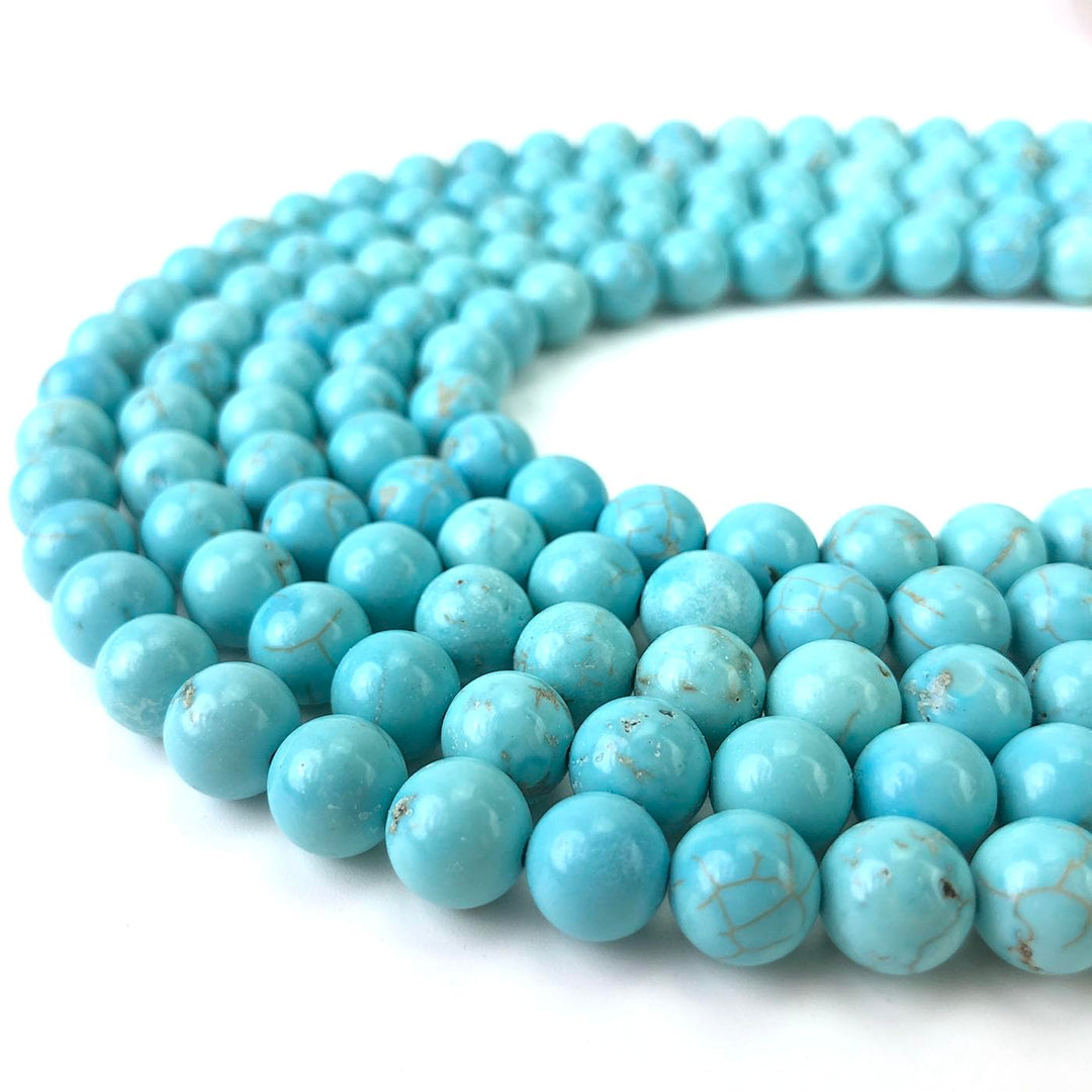 8mm Blue Turquoise Beads Round Gemstone Loose Beads for Jewelry Making (45-48pcs/strand)
