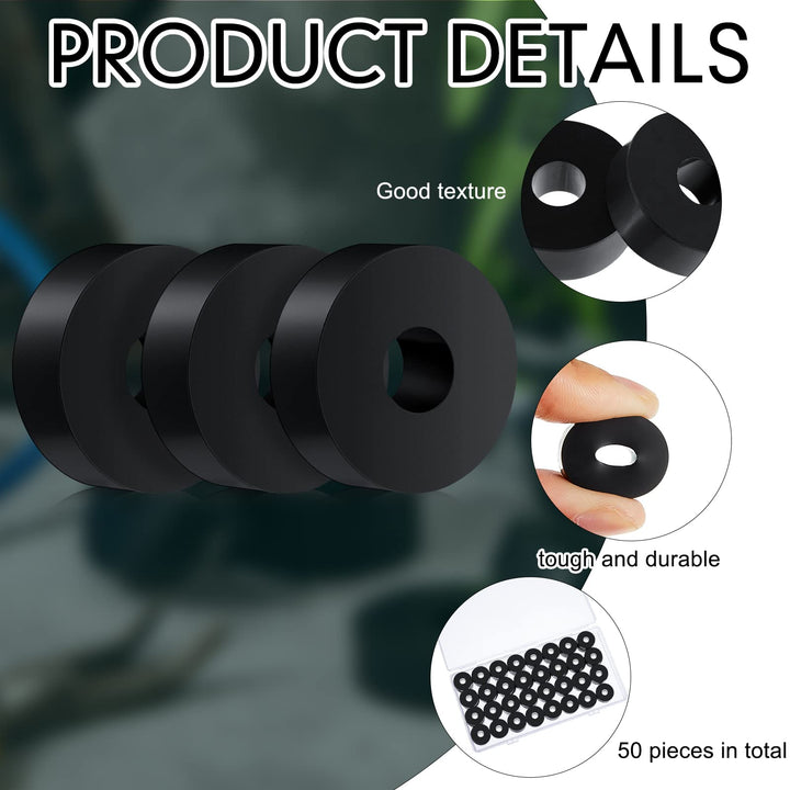 Thick Rubber Washers 3/4 Inch OD x 1/4 Inch ID x 1/4 Inch Thickness Rubber Bushing Black Rubber Spacer Bushing Washers Flat Washers (50 Pack)