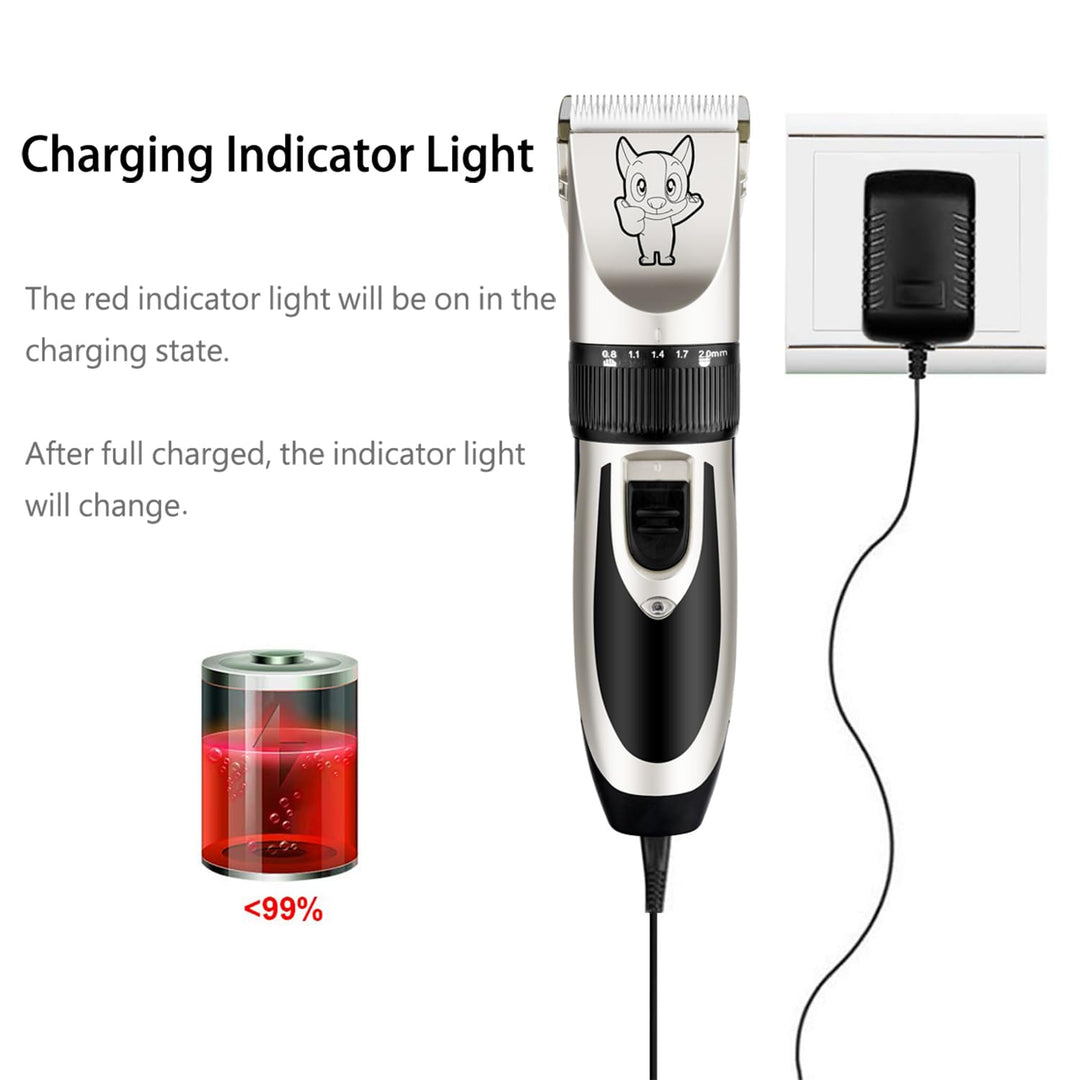 Dog Grooming Kit Clippers, Low Noise, Electric Quiet, Rechargeable, Cordless, Pet Hair Thick Coats Clippers Trimmers Set, Suitable for Dogs, Cats, and Other Pets (Silver)