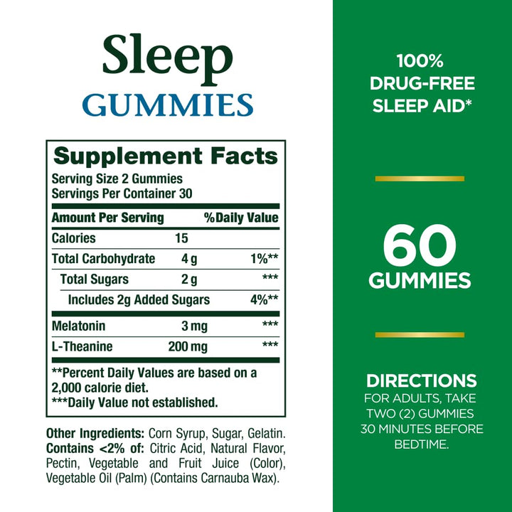 Nature&#39;s Bounty Sleep Gummies, 3mg Melatonin an
