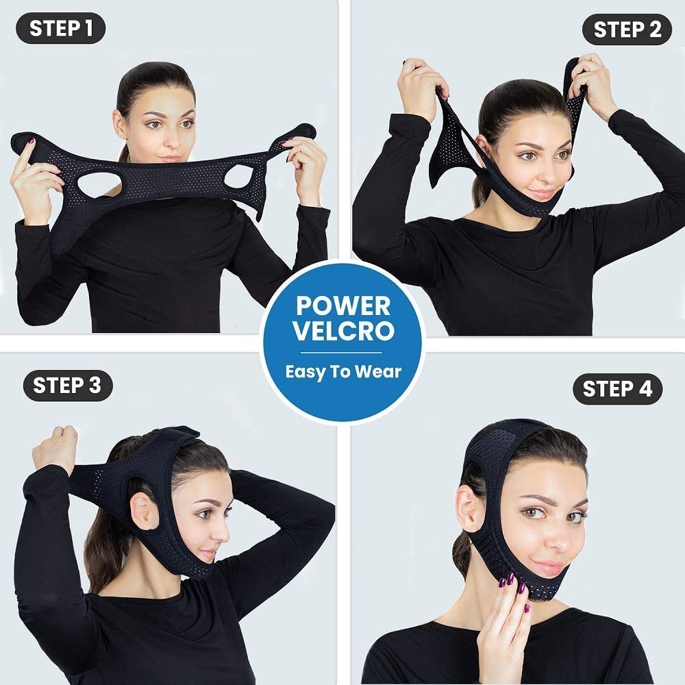 Chin Straps for Snoring, Anti Snoring Chin Strap Devices, Jaw Strap for Sleeping with Men Women Closer, Soft Adjustable and Breathable for User Keep Closed While Sleeping for Snorers