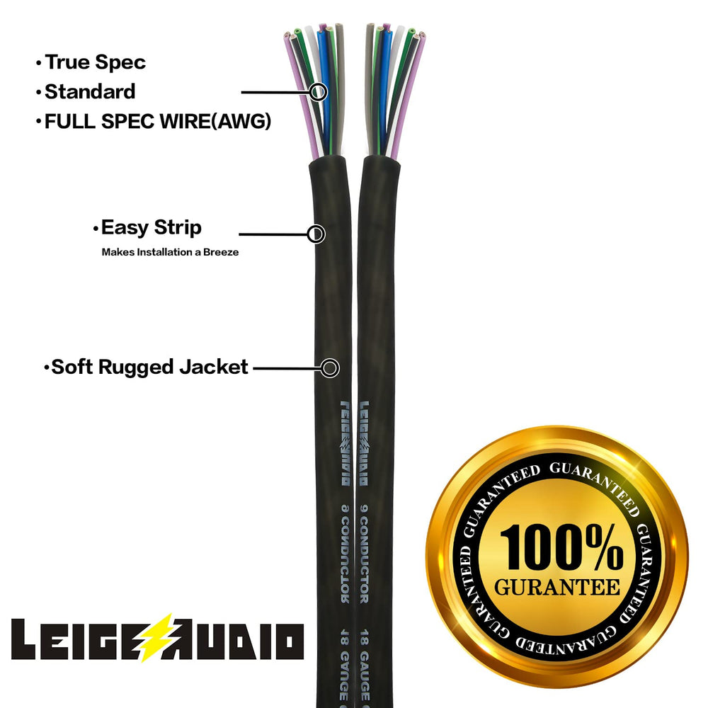 LEIGESAUDIO 20 Feet 9 Conductor Speaker Wire/Cable - 18