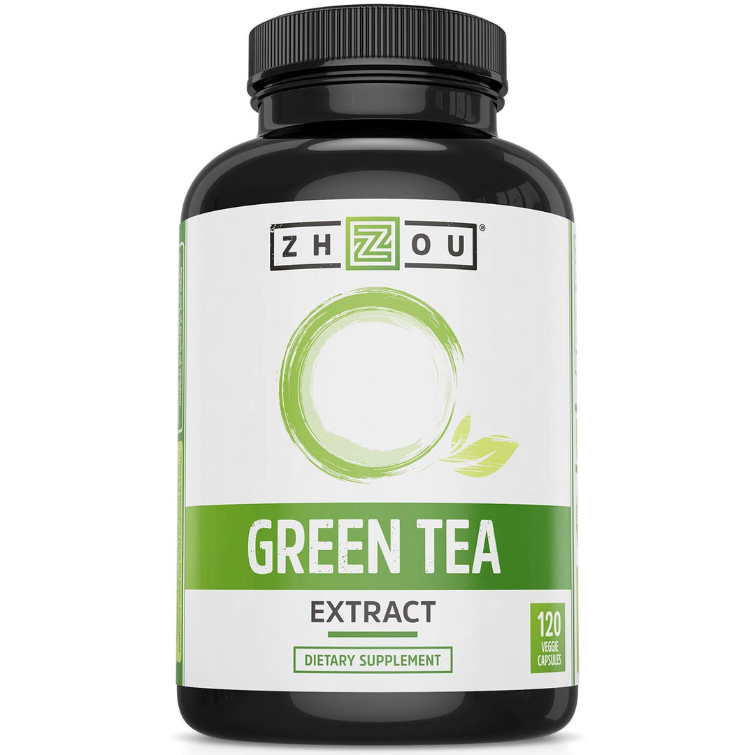 Zhou Nutrition Green Tea Extract Supplement - Green Tea &amp; ECGC for Women &amp; Men, Clean Caffeine Energy, Antioxidant Support, 500mg Per Serving - 120 Vegan Friendly Capsules
